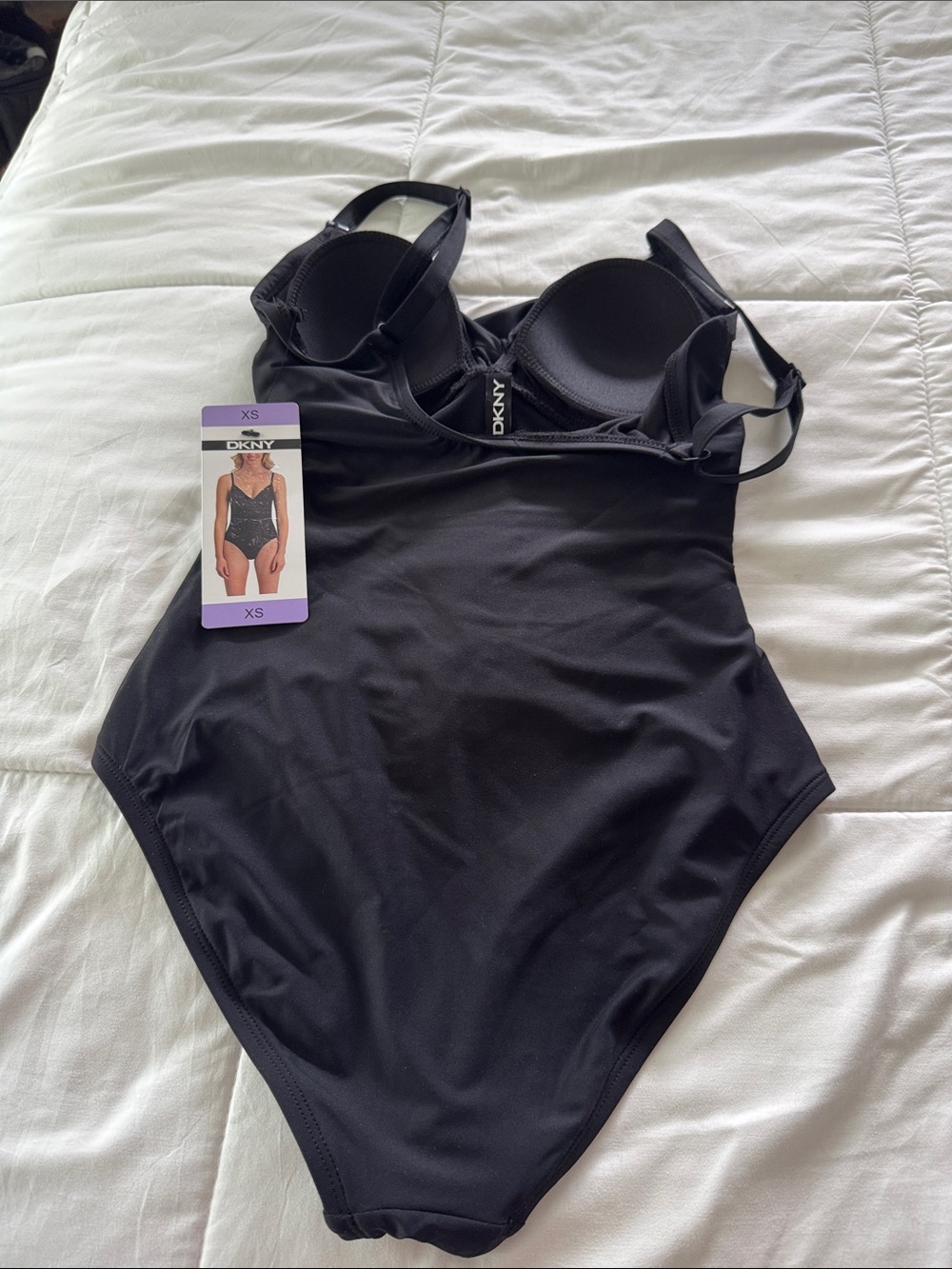 DKNY Black Ruched One-Piece Swimsuit size xs - Picture 4 of 4